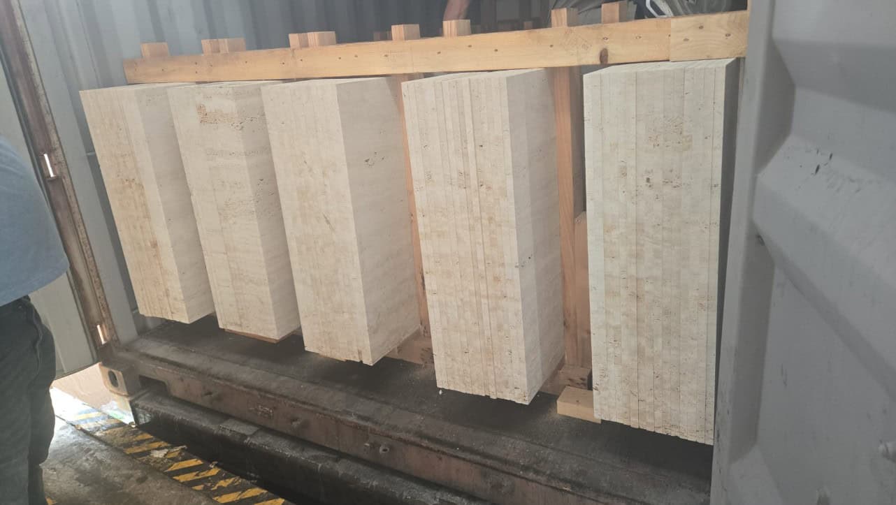 Unloading a Special Order: Premium Italian Travertine for a Valued Client